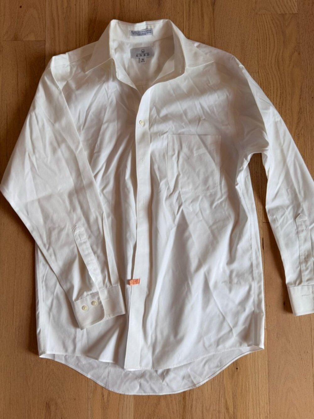 Enro Non-Iron Pinpoint 100% Cotton White Dress Shirt 15 32-33